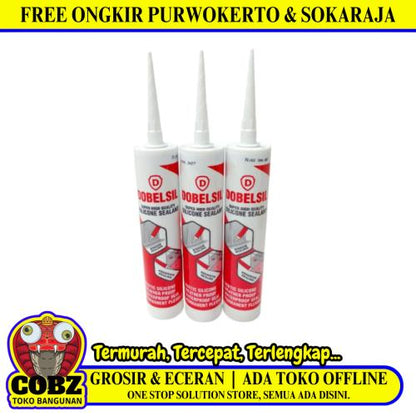 300 ML / DOBELSIL Lem Silicone Sealant Kaca Akrilik Acid Asam Botol - (Black)