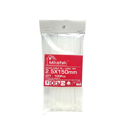 2.5 MM x 150 MM / MIKOTEK Kabel Cable Ties Tali Ripet 15 CM Putih Pack
