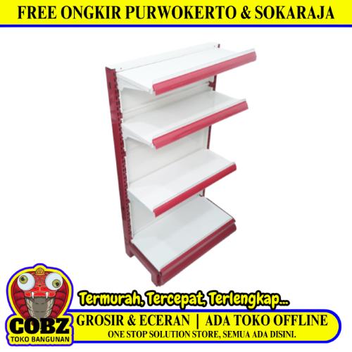 SB 30 CM x L 60 CM x 115 CM / TM RD 8 Rak Minimarket Gondola Single Starting Merah Putih Set