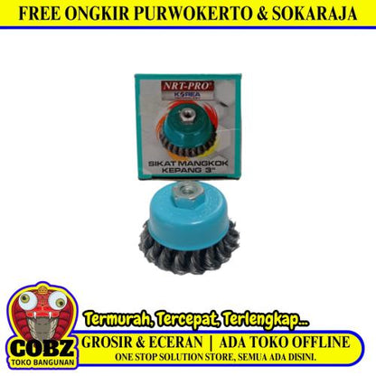 3 IN / NRT-PRO Sikat Kawat Mangkok Stainless Pembersih Karat Kerak