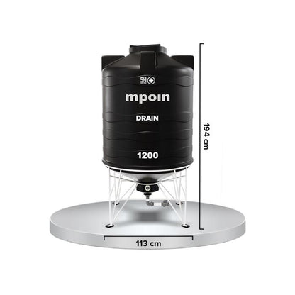 1100 L / MPOIN + DRAIN D1200 Water Torrent Tangki Tandon Air PVC Black + Acc Set