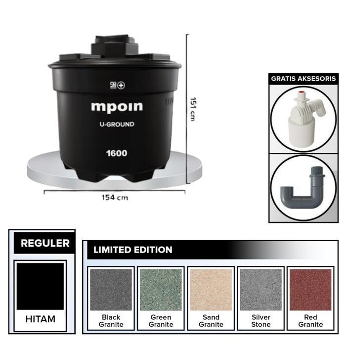 1600 L / MPOIN + UGROUNDUG1600 Water Torrent Tangki Tandon Air PVC Red + Acc Set