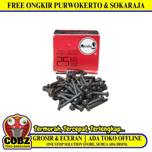 25 MM / MARABU Paku Beton Tembok Dinding Hitam Dus
