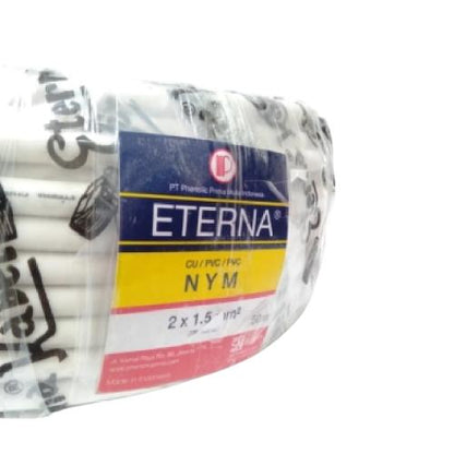 2 INTI x 1.5 MM x 50 M / ETERNA NYM Tunggal Kabel Tembaga SNI Putih Roll