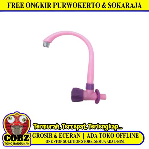 1/2 IN / CAB Kran Angsa Putar Sink Bak Cuci Piring Tembok Plastik Pink PVC