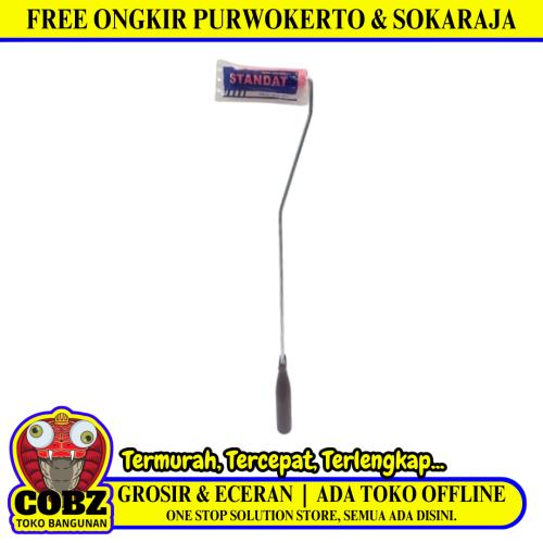 4 IN / STANDAT Kuas Busa Roll Cat Tembok Kayu Besi Kecil + Gagang Set