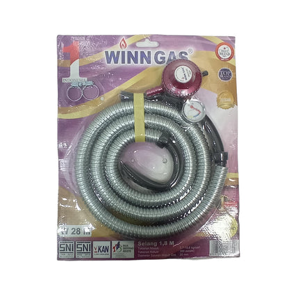 180 CM / WINN W28M Selang + Regulator Gas Tekanan Rendah + Meteran Set