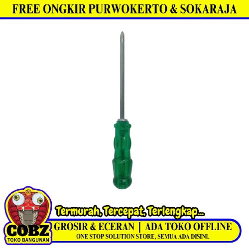 4 1/2 IN / CHROME Obeng Screwdriver Two Way Bolak Balik Plus Minus 2 In 1 Gagang Fiber