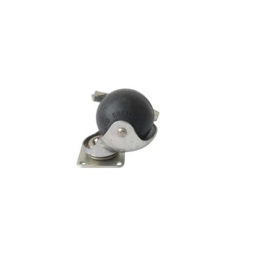 2 IN / TM Roda Hidup Trolly Rem Bulat Plat Karet Hitam Rem