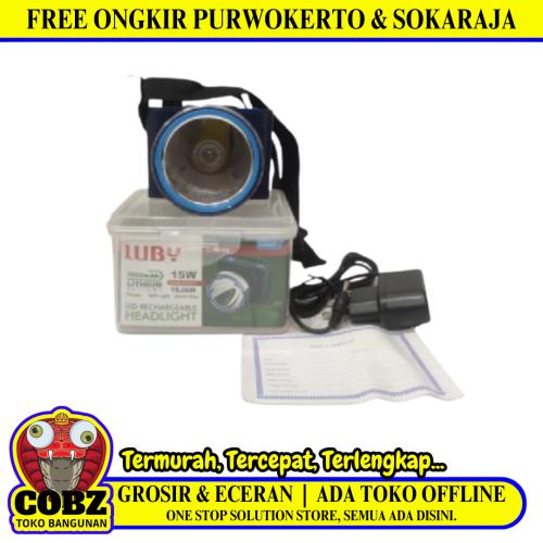 15 WATT / LUBY L-2898 Senter Kepala Lampu LED Headlamp Jauh Dekat Charge