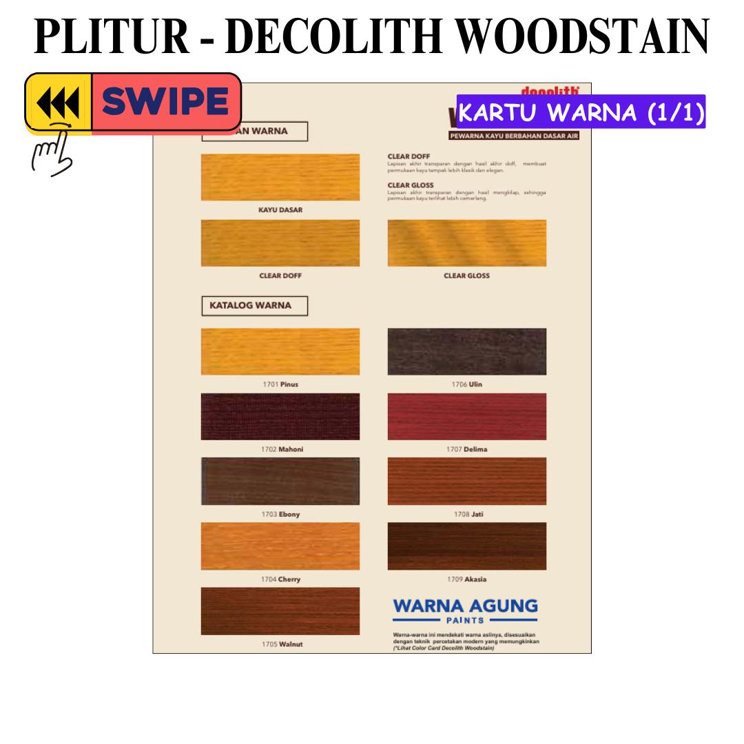 1 KG / DECOLITH Cat Plitur Kayu Wood Stain Water Based Paint Galon