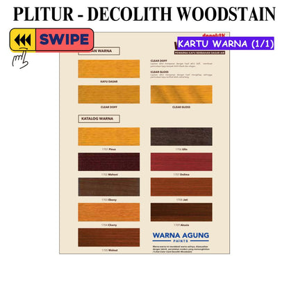 1 KG / DECOLITH Cat Plitur Kayu Wood Stain Water Based Paint Galon