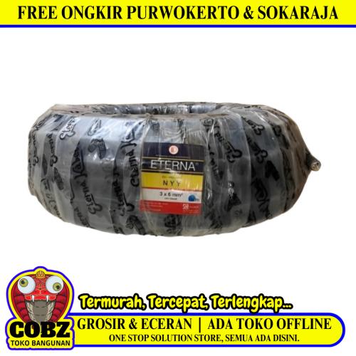 3 INTI x 6 MM x 50 M / ETERNA NYY Tunggal Kabel Tembaga SNI Hitam Roll