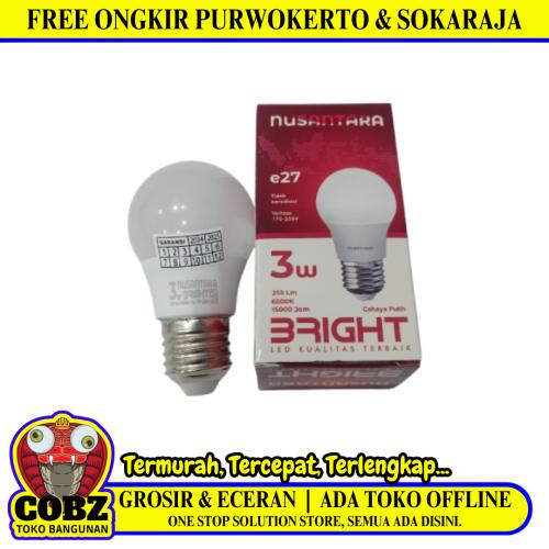 3 WATT / NUSANTARA BRIGHT LED Lampu Bohlam Bulb Moto Putih