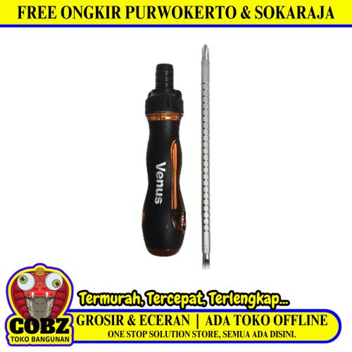 3 IN - 6 IN / VENUS Obeng Screwdriver Two Way Bolak Balik Plus Minus 2 In 1 Gagang Karet
