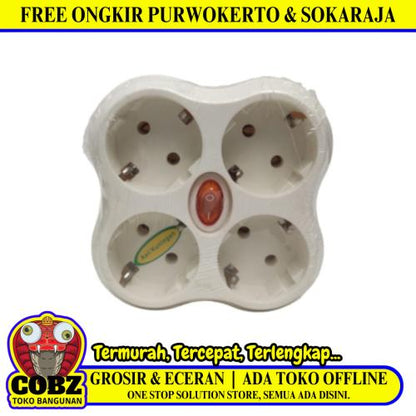 4 LUBANG / MATSUI Steker Stop Kontak Colokan Serbaguna 4 in 1 + Switch