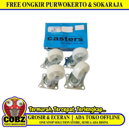 2 IN / GLX SP25 Roda Hidup Trolly Bentuk Plat 50 MM Nylon Warna 4 Pcs Dus