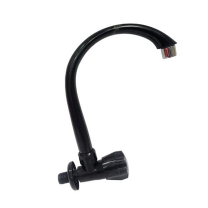 1/2 IN / CAB Kran Angsa Putar Sink Bak Cuci Piring Tembok Plastik Hitam PVC