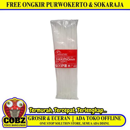 3.6 MM x 250 MM / MIKOTEK Kabel Cable Ties Tali Ripet 25 CM Putih Pack