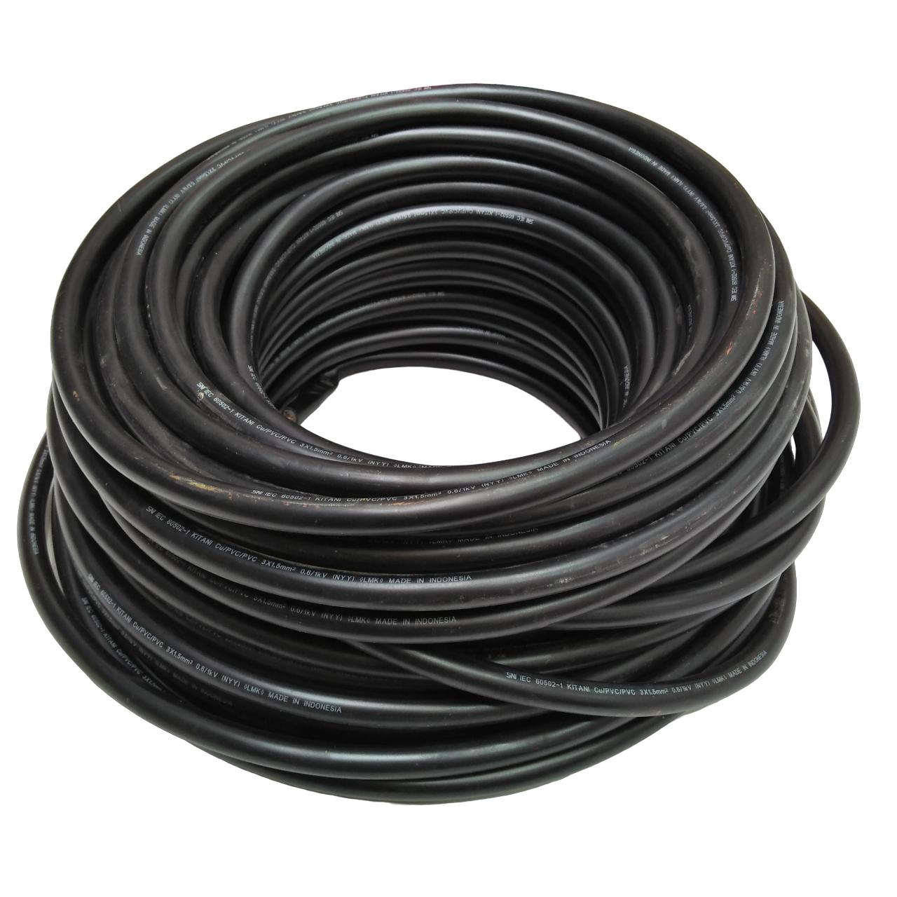3 INTI x 1.5 MM / TM NYY Tunggal Kabel Tembaga SNI Hitam Meter