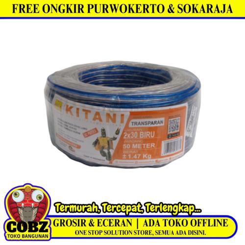 2 INTI x 30 MM x 50 M / KITANI Serabut Kabel Audio Tembaga SNI Biru Roll