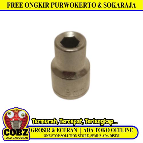 6 PT x 1/2 IN x 8 MM / TM Mata Kunci Sok Shock Socket Chrome
