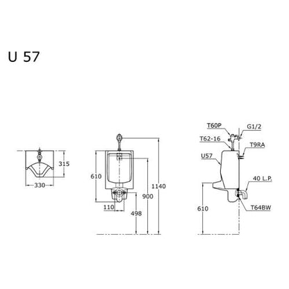 TOTO U 57 Urinoir Kloset Berdiri Putih Set