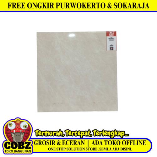 40 CM x 40 CM / ASIA TILE VALENCIA Keramik Lantai Rumah Glossy Cream Dus
