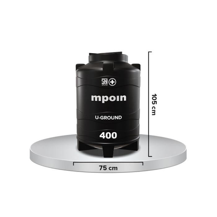 340 L / MPOIN + UGROUND UG400 Water Torrent Tangki Tandon Air PVC Hitam Set