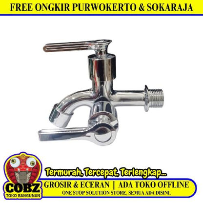 1/2 IN / FAUCET 30001 - 5 Kran Air Cabang Double Shower Mesin Cuci Stainless