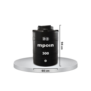 240 L / MPOIN + WAVE W300 Water Torrent Tangki Tandon Air PVC Hitam Set