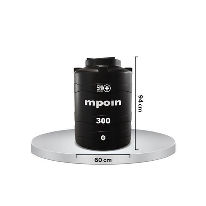 240 L / MPOIN + WAVE W300 Water Torrent Tangki Tandon Air PVC Hitam Set