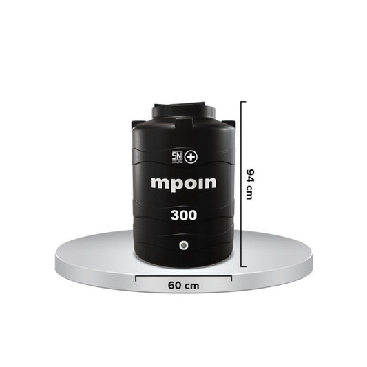 240 L / MPOIN + WAVE W300 Water Torrent Tangki Tandon Air PVC Hitam Set