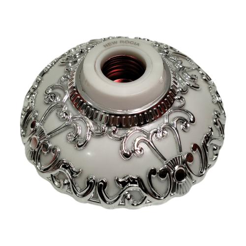 ROCIA Fitting Tempat Lampu Plafon Atap Tempel Motif Besar Silver