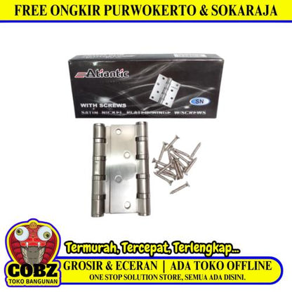 4 IN / ATIANTIC Engsel Kupu-Kupu Pintu Jendela Hinge Stainless Set