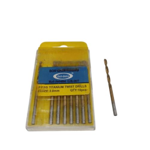 3 MM / GOLDENO Shank Twist Drill Bits Mata Bor Besi Baja Kayu PVC