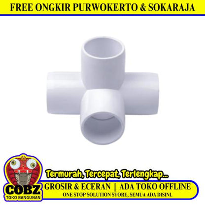 3/4 IN / TM Tee 4 Way 90 Derajat Fitting Pipa Hidroponik PVC Pcs