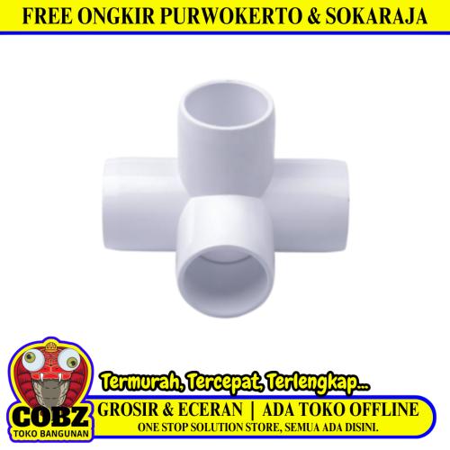 3/4 IN / TM Tee 4 Way 90 Derajat Fitting Pipa Hidroponik PVC Pcs
