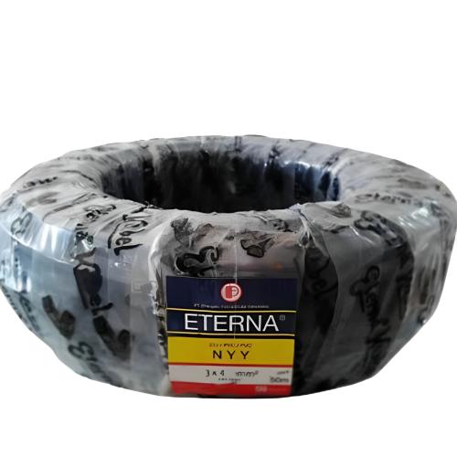3 INTI x 4 MM x 50 M / ETERNA NYY Tunggal Kabel Tembaga SNI Hitam Roll
