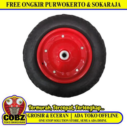 8 IN/MANCINI BULAT Roda Ban Mati Gerobak Angkong Sorong Pasir Cor Set