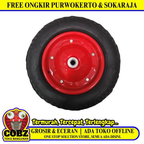 8 IN/MANCINI BULAT Roda Ban Mati Gerobak Angkong Sorong Pasir Cor Set