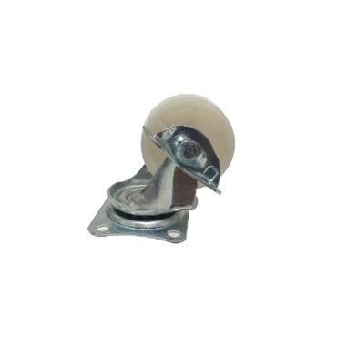 1 1/2 IN / TM Roda Hidup Trolly Rem Plat Nylon Putih Rem