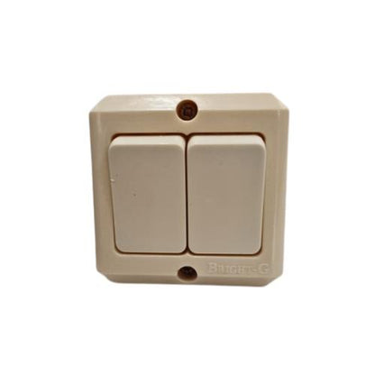 BRIGHT-G Saklar Ganda Double Seri 2 Gang Tempel OB Outbow Cream