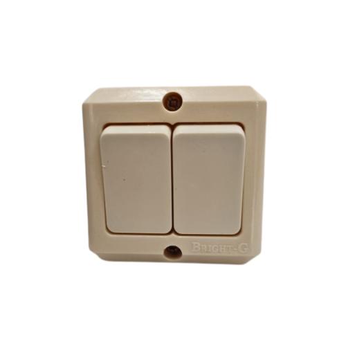 BRIGHT-G Saklar Ganda Double Seri 2 Gang Tempel OB Outbow Cream