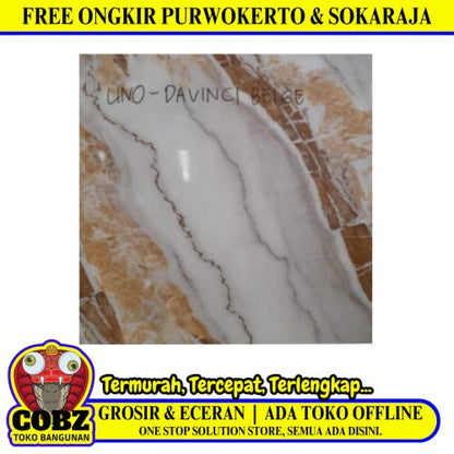 50 CM x 50 CM / UNO DAVINCI Keramik Lantai Rumah Glossy Beige Dus
