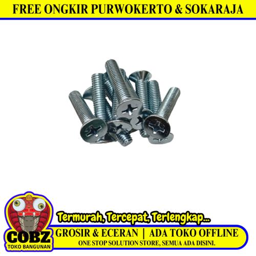 M 8 x 40 MM / TM Baut JF Kepala Rata Plus Putih Biji