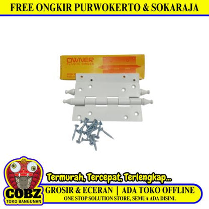 6 IN / OWNER Engsel Kupu Kupu Pintu Jendela Hinge Plastik PVC Putih Set
