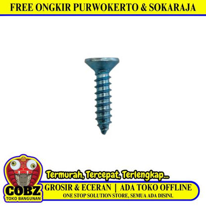 #8 X 3/4 INCH /  TM Sekrup FH Kepala Rata Plus Putih Biji