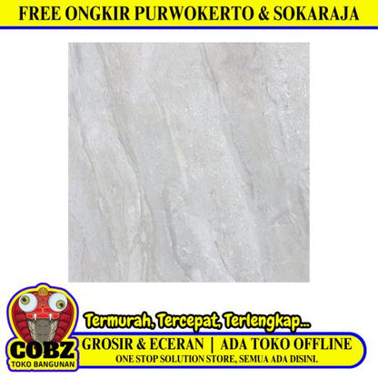50 CM x 50 CM / PLATINUM HILTON Keramik Lantai Rumah Glossy Grey Dus