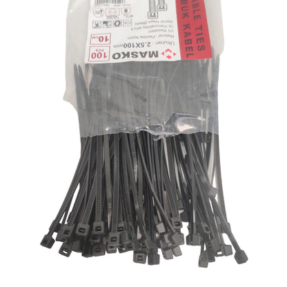 2.5 MM x 100 MM / MASKO Kabel Cable Ties Tali Ripet 10 CM Hitam Pack